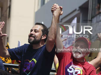 Left-wing parties, with the presence of the President of Brazil, Luiz Inacio Lula da Silva, participate in a campaign event for the candidat...