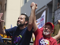 Left-wing parties, with the presence of the President of Brazil, Luiz Inacio Lula da Silva, participate in a campaign event for the candidat...