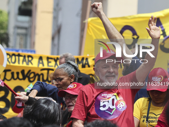 Left-wing parties, with the presence of the President of Brazil, Luiz Inacio Lula da Silva, participate in a campaign event for the candidat...