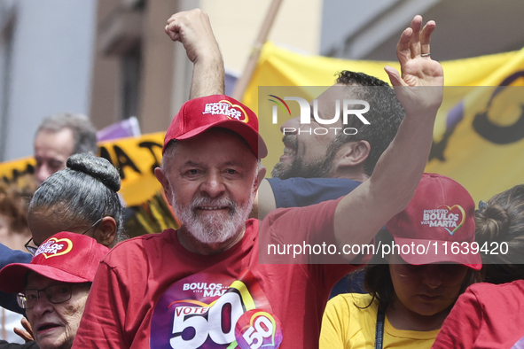 Left-wing parties, with the presence of the President of Brazil, Luiz Inacio Lula da Silva, participate in a campaign event for the candidat...