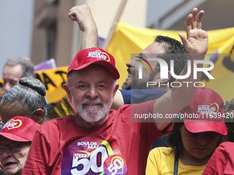 Left-wing parties, with the presence of the President of Brazil, Luiz Inacio Lula da Silva, participate in a campaign event for the candidat...