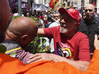 Left-wing parties, with the presence of the President of Brazil, Luiz Inacio Lula da Silva, participate in a campaign event for the candidat...