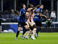 Duvan Zapata plays during the Serie A match between FC Internazionale and Torino FC in Milano, Italy, on October 5, 2024, at Stadio Giuseppe...