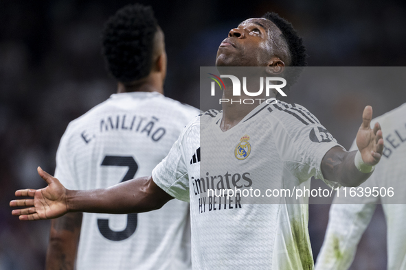 Vinicius Junior of Real Madrid CF celebrates his goal during the La Liga EA Sports 2024/25 football match between Real Madrid CF and Villarr...