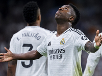 Vinicius Junior of Real Madrid CF celebrates his goal during the La Liga EA Sports 2024/25 football match between Real Madrid CF and Villarr...