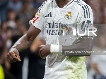 Vinicius Junior of Real Madrid CF celebrates his goal during the La Liga EA Sports 2024/25 football match between Real Madrid CF and Villarr...