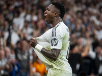 Vinicius Junior of Real Madrid CF celebrates his goal during the La Liga EA Sports 2024/25 football match between Real Madrid CF and Villarr...