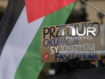 KRAKOW, POLAND - OCTOBER 5:
Pro-Palestinian activists gather in Krakow's UNESCO-listed Old Town for the 'March for Palestine,' calling for a...