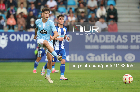 Pablo Meixus of Celta Fortuna is in action during the Spanish Football 1 Federation Group 1, JOR 7, between SD Ponferradina and Celta Fortun...