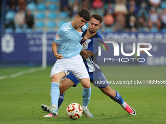 Angel Arcos of Celta Fortuna and Thomas Carrique of SD Ponferradina are in action during the Spanish football 1st Federation Group 1, JOR 7...