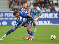 David Andujar of SD Ponferradina and Oscar Marcos of Celta Fortuna are in action during the Spanish football 1st Federation Group 1, JOR 7 m...