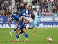 David Andujar of SD Ponferradina and Oscar Marcos of Celta Fortuna are in action during the Spanish football 1st Federation Group 1, JOR 7 m...