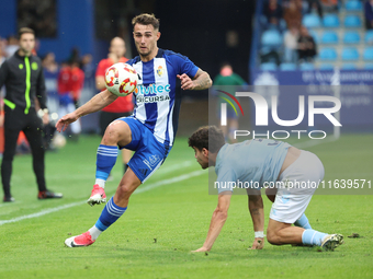 Thomas Carrique of SD Ponferradina is in action during the Spanish Football 1 Federation Group 1, JOR 7 match between SD Ponferradina and Ce...