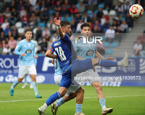 Borja Valle of SD Ponferradina plays during the Spanish football 1 Federation Group 1, JOR 7 match between SD Ponferradina and Celta Fortuna...