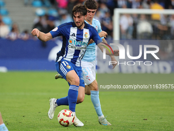 Alejandro Mula of SD Ponferradina is in action during the Spanish Football 1 Federation Group 1, JOR 7 match between SD Ponferradina and Cel...