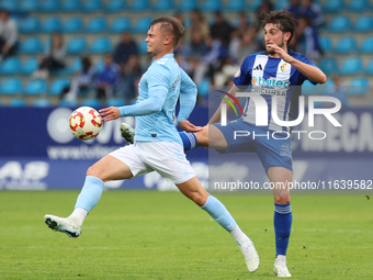 In Ponferrada, Spain, on October 5, 2024, action takes place during the Spanish Football Federation Group 1, JOR 7, between SD Ponferradina...