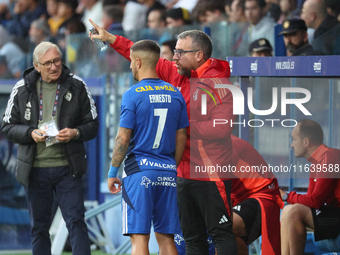 Javier Rey, manager of SD Ponferradina, and Ernesto Gomez of SD Ponferradina participate in the Spanish football 1st Federation Group 1, JOR...