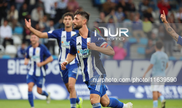 Borja Valle of SD Ponferradina plays during the Spanish football 1 Federation Group 1, JOR 7 match between SD Ponferradina and Celta Fortuna...