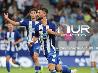 Borja Valle of SD Ponferradina plays during the Spanish football 1 Federation Group 1, JOR 7 match between SD Ponferradina and Celta Fortuna...