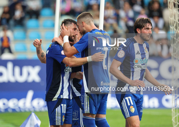 Borja Valle of SD Ponferradina and David Andujar of SD Ponferradina are in action during the Spanish football 1 Federation Group 1, JOR 7, b...