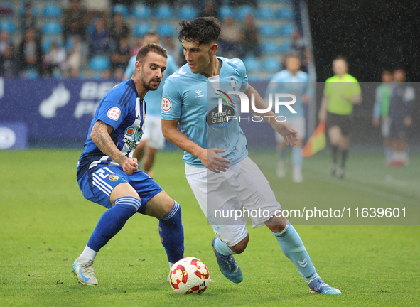 Yoel Lago of Celta Fortuna is in action during the Spanish Football 1 Federation Group 1, JOR 7, between SD Ponferradina and Celta Fortuna a...