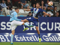 Alex Costa of SD Ponferradina and Manu Fernandez of Celta Fortuna are in action during the Spanish Football 1 Federation Group 1, JOR 7, bet...