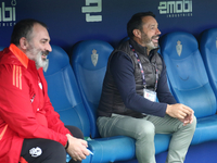 Jose Sietes, manager of Ponferradina, is in action during the Spanish Football 1st Federation Group 1, JOR 7 match between SD Ponferradina a...