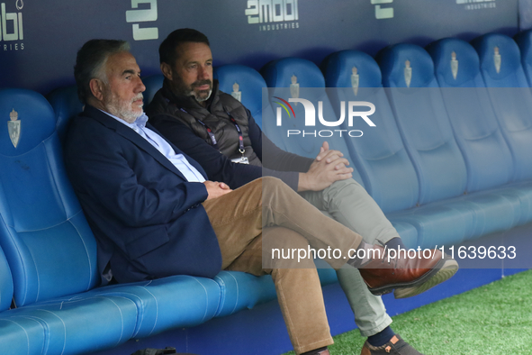 Jose Fernandez Nieto, president of Ponferradina, and Jose Sietes, manager of Ponferradina, participate during the Spanish Football Federatio...