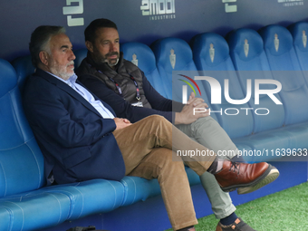 Jose Fernandez Nieto, president of Ponferradina, and Jose Sietes, manager of Ponferradina, participate during the Spanish Football Federatio...