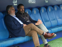 Jose Fernandez Nieto, president of Ponferradina, and Jose Sietes, manager of Ponferradina, participate during the Spanish Football Federatio...