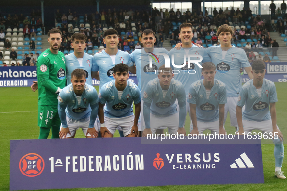 Celta Fortuna lines up before the Spanish Football Federation Group 1, JOR 7 match between SD Ponferradina and Celta Fortuna at Stadium Muni...