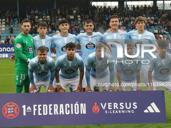 Celta Fortuna lines up before the Spanish Football Federation Group 1, JOR 7 match between SD Ponferradina and Celta Fortuna at Stadium Muni...