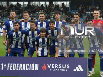 Ponferradina lines up before the Spanish Football Federation Group 1, JOR 7 match between SD Ponferradina and Celta Fortuna at Stadium Munic...