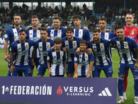 Ponferradina lines up before the Spanish Football Federation Group 1, JOR 7 match between SD Ponferradina and Celta Fortuna at Stadium Munic...