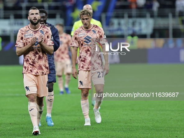 The Torino team participates in the Serie A 2024-2025 match between Inter and Torino in Milano, Italy, on October 5, 2024. 