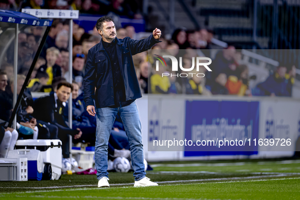 NAC Breda trainer Carl Hoefkens is present during the match between NAC and NEC at the NAC Rat Verleghstadium for the Dutch Eredivisie seaso...