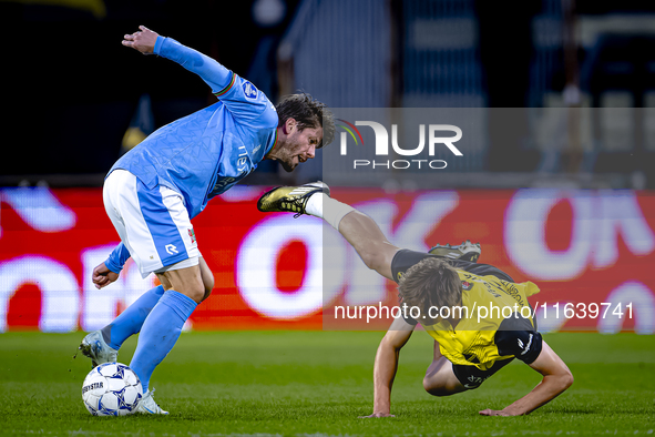 NEC midfielder Lasse Schone and NAC Breda forward Leo Sauer participate in the match between NAC and NEC at the NAC Rat Verleghstadium for t...