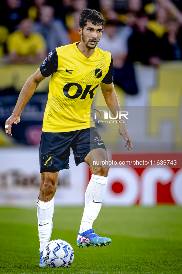 NAC Breda defender Leo Greiml plays during the match between NAC and NEC at the NAC Rat Verleghstadium for the Dutch Eredivisie season 2024-...