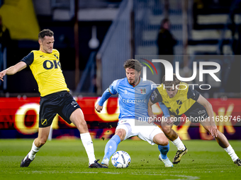 NEC midfielder Lasse Schone and NAC Breda forward Leo Sauer participate in the match between NAC and NEC at the NAC Rat Verleghstadium for t...