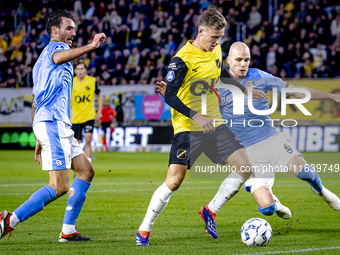 NAC Breda defender Lars Mol, NEC defender Bram Nuytinck, and NEC defender Ivan Marquez are present during the match between NAC and NEC at t...