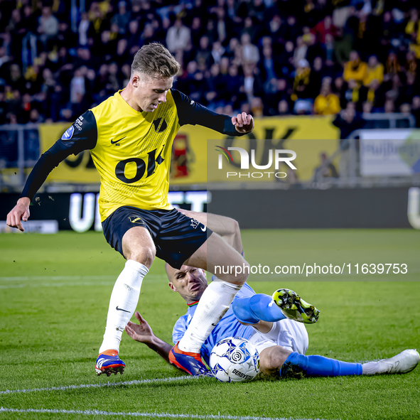 NAC Breda defender Lars Mol and NEC defender Bram Nuytinck play during the match between NAC and NEC at the NAC Rat Verleghstadium for the D...