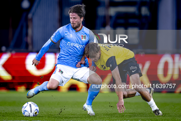 NEC midfielder Lasse Schone and NAC Breda forward Leo Sauer participate in the match between NAC and NEC at the NAC Rat Verleghstadium for t...