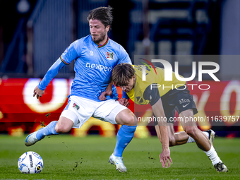 NEC midfielder Lasse Schone and NAC Breda forward Leo Sauer participate in the match between NAC and NEC at the NAC Rat Verleghstadium for t...