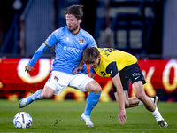 NEC midfielder Lasse Schone and NAC Breda forward Leo Sauer participate in the match between NAC and NEC at the NAC Rat Verleghstadium for t...