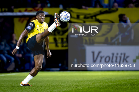 NAC Breda defender Cherrion Valerius plays during the match between NAC and NEC at the NAC Rat Verleghstadium for the Dutch Eredivisie seaso...