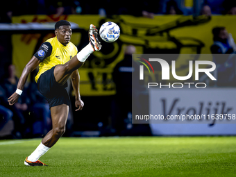 NAC Breda defender Cherrion Valerius plays during the match between NAC and NEC at the NAC Rat Verleghstadium for the Dutch Eredivisie seaso...