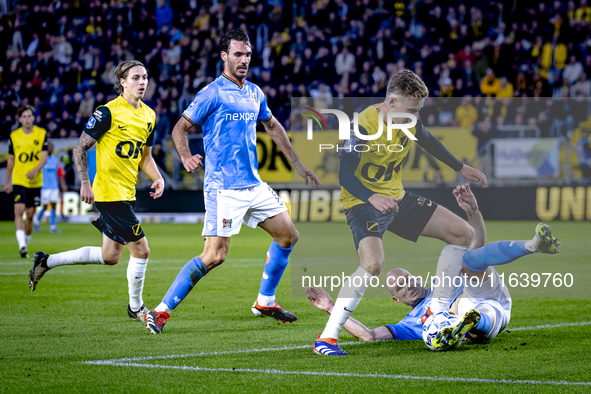 NAC Breda defender Lars Mol and NEC defender Bram Nuytinck play during the match between NAC and NEC at the NAC Rat Verleghstadium for the D...