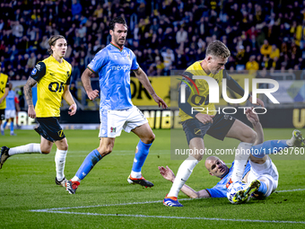 NAC Breda defender Lars Mol and NEC defender Bram Nuytinck play during the match between NAC and NEC at the NAC Rat Verleghstadium for the D...