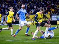 NAC Breda defender Lars Mol and NEC defender Bram Nuytinck play during the match between NAC and NEC at the NAC Rat Verleghstadium for the D...