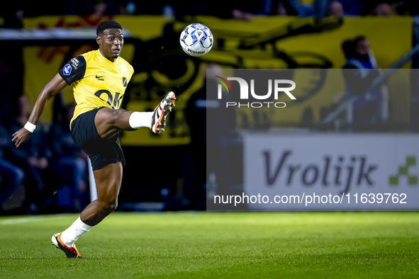 NAC Breda defender Cherrion Valerius plays during the match between NAC and NEC at the NAC Rat Verleghstadium for the Dutch Eredivisie seaso...